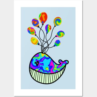 Tie Dye Balloon Whale Posters and Art